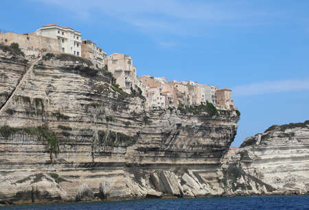 Awesome view with houses over the sea in the Bonifacio City in Corse Islandの写真素材