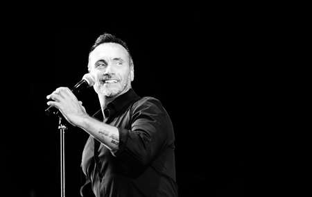 Vicenza, VI, Italy - September 13, 2021: NEK a very famous italian singer and musician in live Concertのeditorial素材