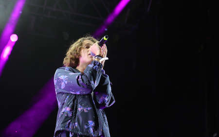 Vicenza, VI, Italy - September 7, 2021: SANGIOVANNI a famous young italian singer in live Concertのeditorial素材