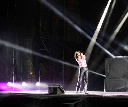 Vicenza, VI, Italy - September 7, 2021: MADAME a famous young italian singer in live Concertのeditorial素材