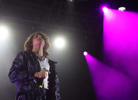 Vicenza, VI, Italy - September 7, 2021: SANGIOVANNI a famous young italian singer in live Concertのeditorial素材