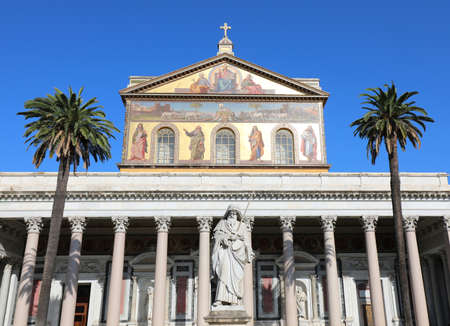 Rome, RM, Italy - August 16, 2020: Basilica of saint Paul outside the walls also called San Paolo fuori le Mure in italian languageのeditorial素材