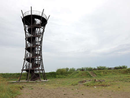 Rosolina, RO, Italy - July 16, 2021: high panoramic observation tower on the mouth of the Adige Riverのeditorial素材