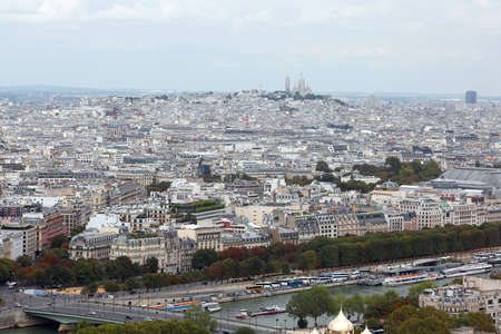 Paris, France - August 21, 2018: Panorama of City from Eiffel Towerのeditorial素材