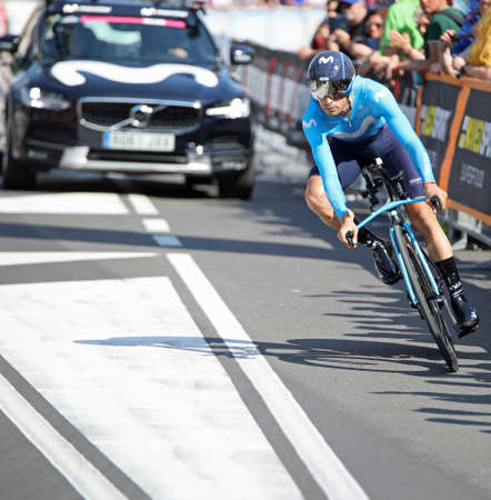 Verona, VR, Italy - June 2, 2019: Spanish Mikel Landa at Last stage Tour of Italy also called Giro d'Italia is a famous cycling race with many professional cyclistsのeditorial素材
