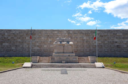Pederobba, TV, Italy - June 23, 2019: memorial French military cemetery with flagsのeditorial素材
