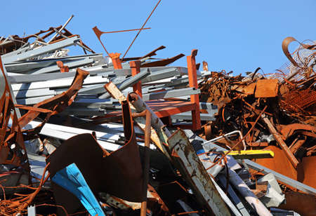 pile of ferrous scrap in a controlled landfill of a foundryの写真素材