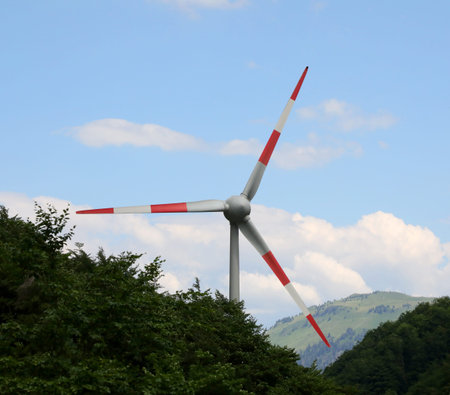 large red and white wind blade for the production of eco-sustainable electricity by exploiting the...