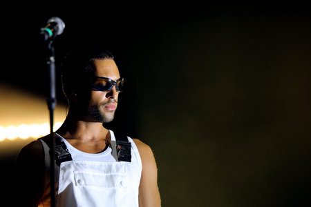 Vicenza Piazza dei Signori, VI, Italy - September 3, 2022: Live Concert of Italian singer called MAHMOODのeditorial素材