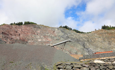 huge open pit mine for mining ore and construction material without people