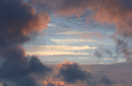 view of the sky with pink and orange clouds, ideal as a background or for weather forecasts