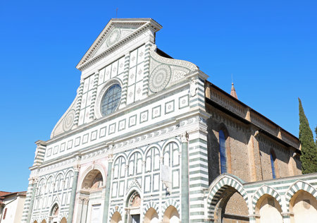 ancient Church called BASILICA OF SANTA MARIA NOVELLA in Florence in Central Italyの写真素材