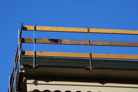 safety barrier for workers safety to prevent falls during maintenance work on the roof of the...