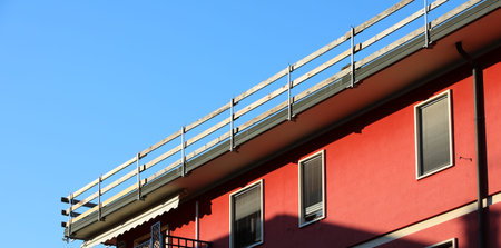 safety barrier for workers safety to prevent falls during maintenance work on the roof of the...