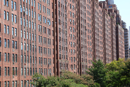 Many windows in the Large Building called London Terrace Gardens in New York Manhattan USA