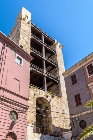 San Pancrazio tower in Cagliari, south sardiniaの写真素材