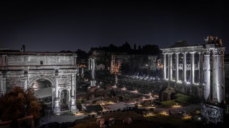 Imperial forums in the night. Romeの写真素材