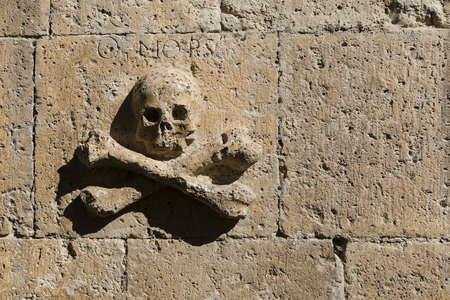 skull in the rock with the inscription: deathの写真素材
