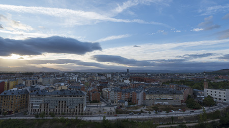 ponferrada, Spain / ponferrada, 11/09/2017: Ponferrada (from the Latin Pons Ferrata, iron bridge) is the capital of El Bierzo, in the province of Len, in Spain. It is on the Sil River and is completely surrounded by mountains.のeditorial素材