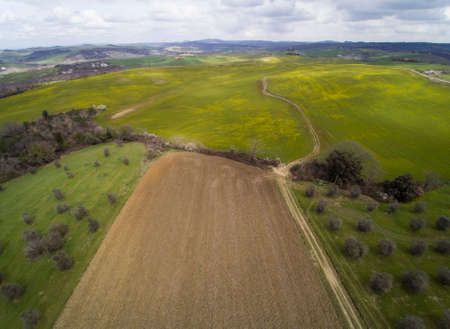 view of the Tuscan countryside in Val DOrciaの写真素材