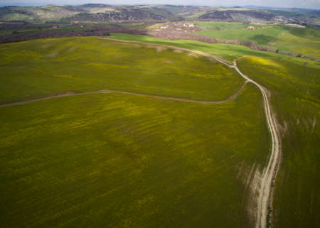 view of the Tuscan countryside in Val DOrciaの写真素材