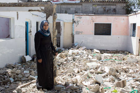 Gaza Strip, Beit Lahia: a teacher inside his school shot down by an Israeli missileのeditorial素材