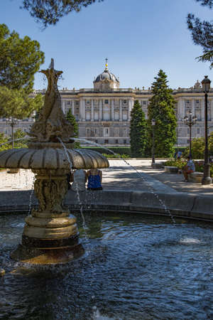 Palacio Real from Sabatini's gardens, Madrid - Spainのeditorial素材