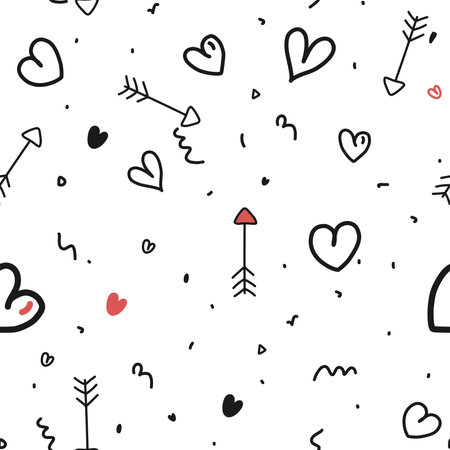 Seamless pattern with doodle. vector illustration. heartsのイラスト素材