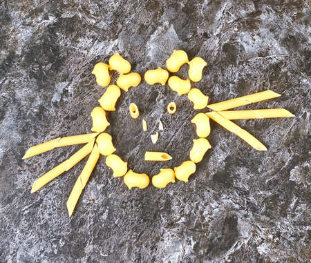 pasta and pasta with various forms of direct, round, developedの写真素材