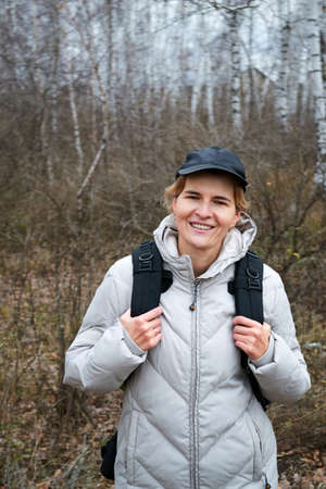 A woman enjoying the walk to improve the oxygen saturation of all cells of the human bodyの写真素材
