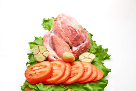 needed fresh, raw meat for cooking boiled pieceの写真素材