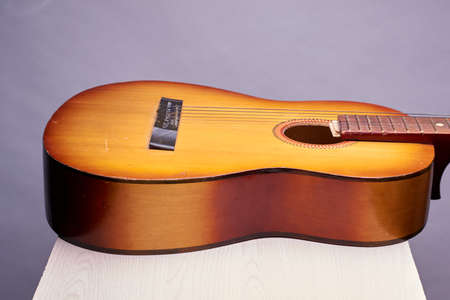 classical guitar with six strings is very convenient for traveling around the world and in different countriesの写真素材
