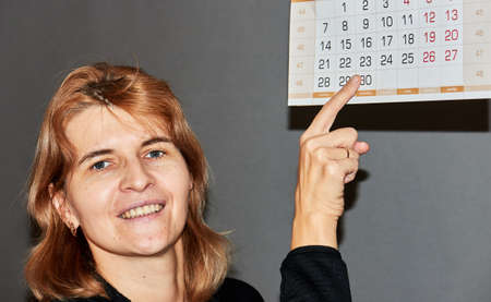 in the weekly business and formal painted black and red datesの写真素材