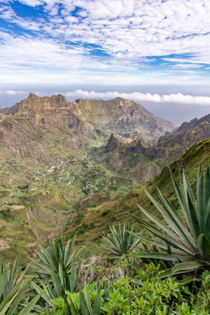 Mountains in Santo Antao Island, Cabo Verde, green cape