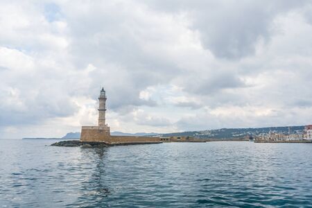 Landmarks of Greece - beautiful venetian town Chania in Crete island before rainの写真素材