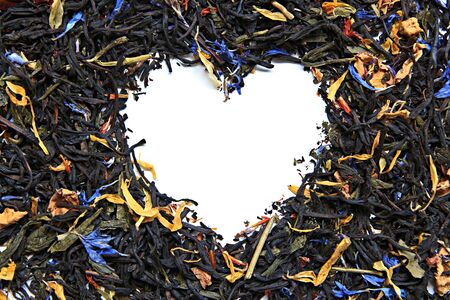 Lot of tea - heart formの写真素材