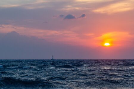 Beautifull view to the boat and sunset in Turkey, sailingの写真素材