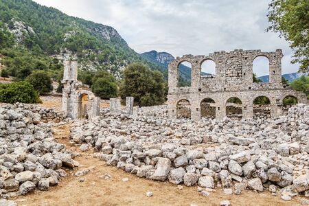 Ruins on Likya Yolu way in Turkey, autumn hikingの写真素材