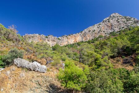 Mountain scene on Likya Yolu way in Turkey, autumn hikingの写真素材