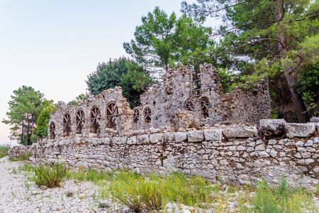 Ruins on mountains Likya Yolu way in Turkey, autumn hikingの写真素材
