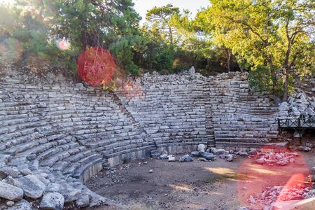 Ruins on mountains Likya Yolu way in Turkey, autumn hikingの写真素材