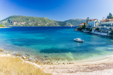 Beautiful Fiscardo bay in Ionian Island Kefalonia, Greece in autumn