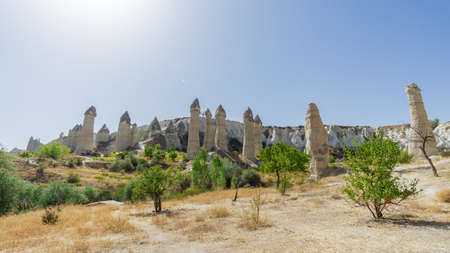 Beautiful view at Love valley, Goreme town in Cappadocia, central Anatolia of Turkey, Asia.の写真素材