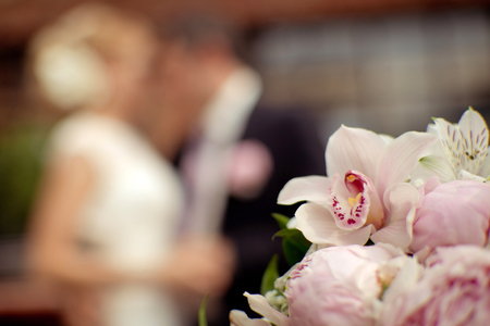 wedding bouquet on a backgroundの写真素材