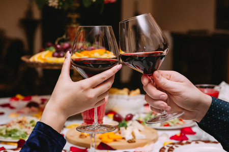 couple of young people in a restaurant tの写真素材