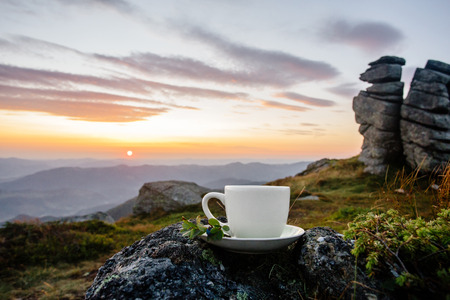 A cup in the mountainsの写真素材