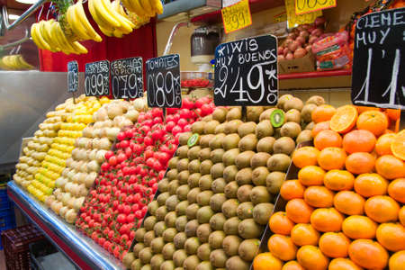 Fruits and vegetables in Spanish street marketの写真素材