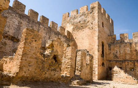 Old ruined castle, Crete, Greeceの写真素材