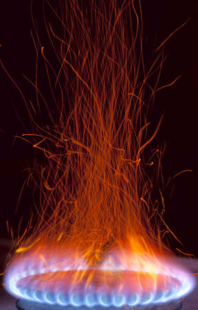 Gas burns with sparks - looks like hell fireの写真素材