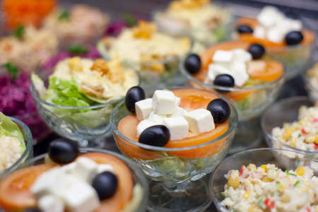 Appetizers on restaurant display, shallow focusの写真素材